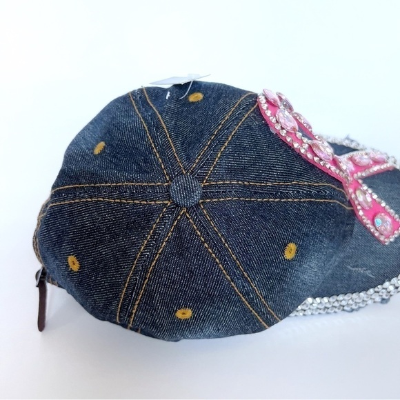 BREAST Cancer Awareness Bling Rhinestone Pink Ribbon Baseball Cap - Picture 6 of 9